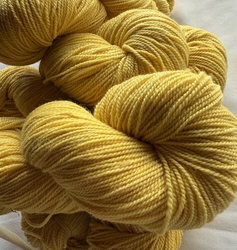 Fingering Weight Corriedale/Cormo Yarn: Daisy & Clara, Hand-dyed with Mexican Marigold